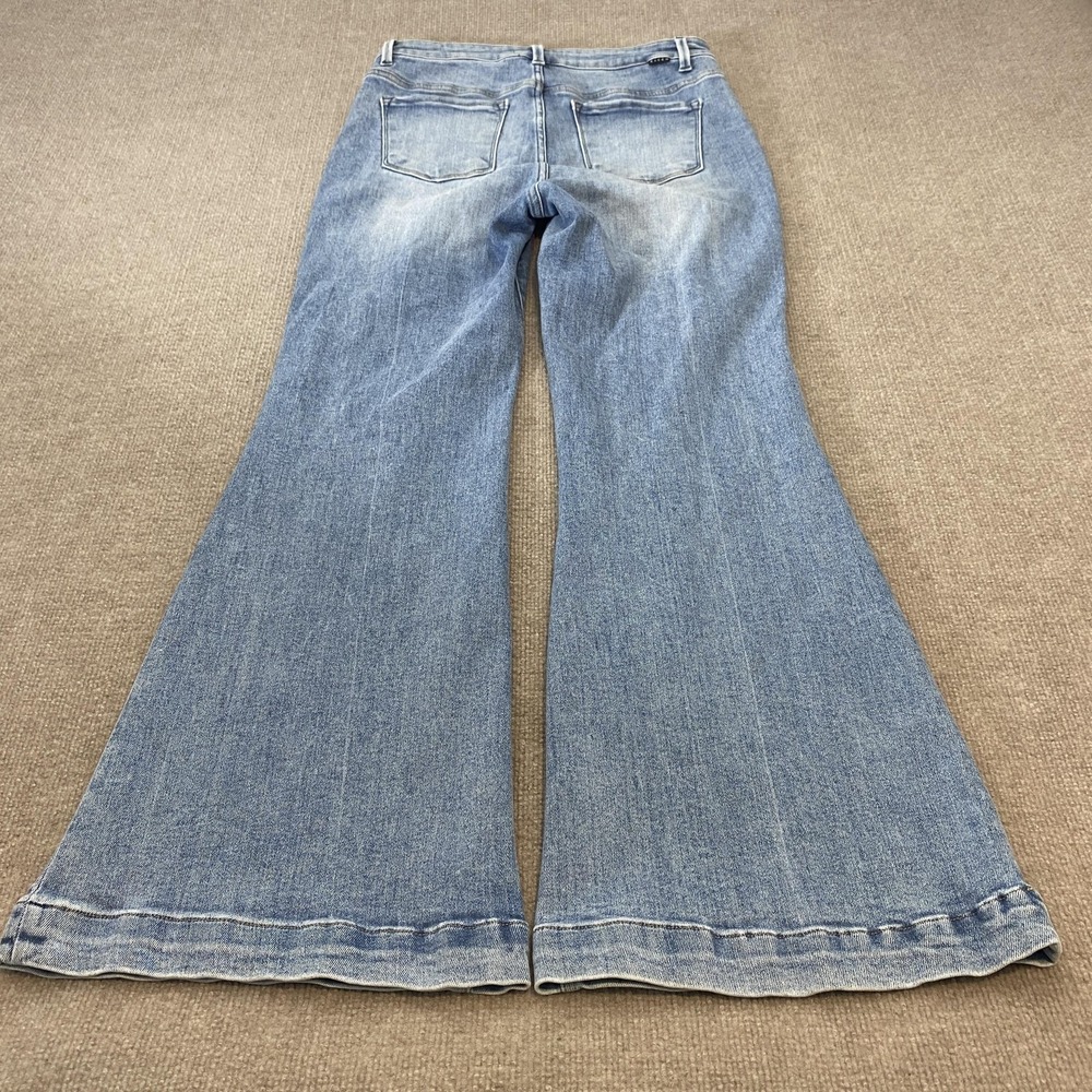 Risen Flare Jeans Womens 15/32 Blue Boho Hippie High Rise Stretch Denim RDP5297 - Picture 3 of 13